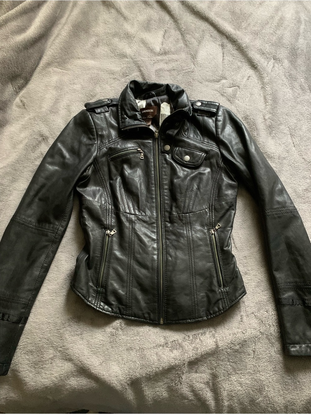 Daniers Black Leather Moto Style Leather Jacket